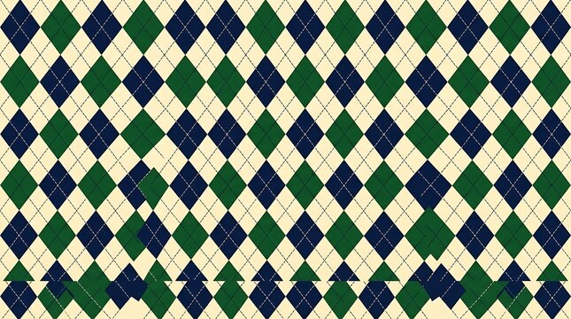 Classic argyle pattern in green blue and beige colors