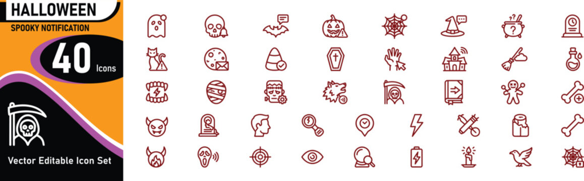 Halloween icon set 40 spooky vector graphics for october 31st celebrations designs