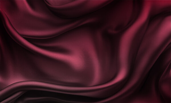 Luxurious smooth burgundy silk fabric texture background