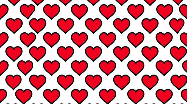 Red heart seamless pattern on a white background