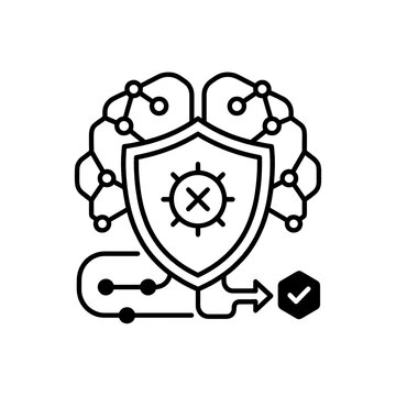 Artificial Intelligence Digital Brain Icon with Neural Network Nodes