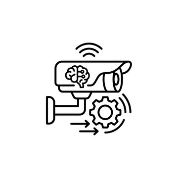 AI Brain Icon with Gears and Lightbulb Innovation Symbol