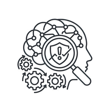 AI Risk Assessment and Cyber Security Automation Line Art Icon