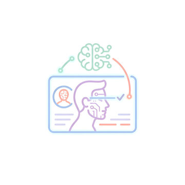 Biometric Facial Recognition and AI Digital Security Icon