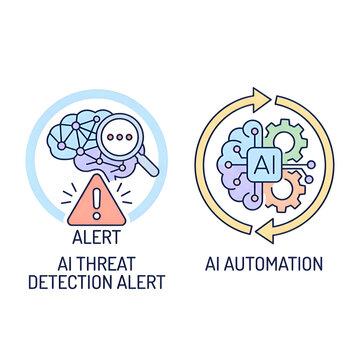 AI Threat Detection Alert and Automation Process Concept Icons