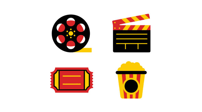 Cinema and movie theater entertainment icons.