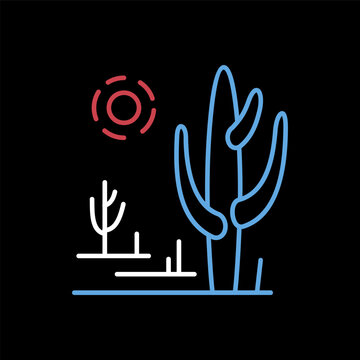 Desert landscape with a cactus vector icon