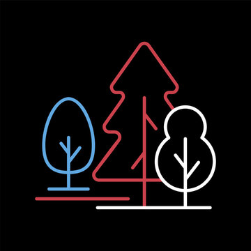 Deciduous and conifer forest vector icon