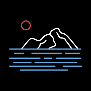 Mountain rocky islands in the ocean or sea icon