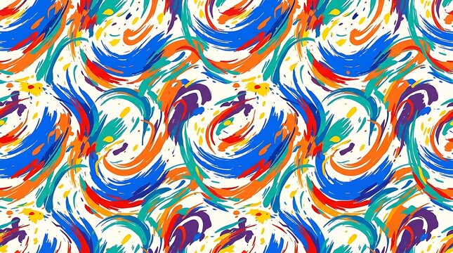 Colorful expressive painterly swirls in a seamless abstract pattern