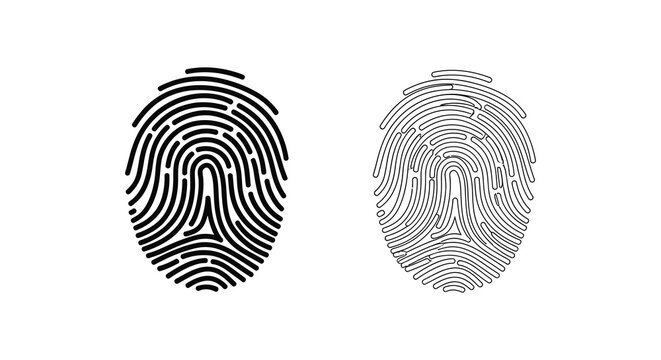 Fingerprint patterns silhouette pattern vector icon set