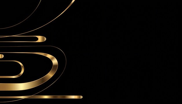 Premium black background with gold lines. Luxury dark banner with elegant abstract curves.