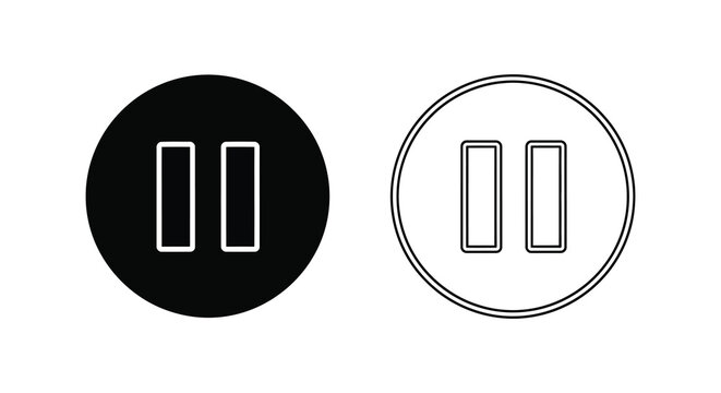 Pause button icons silhouette circle black white