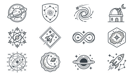 Astronomy and outer space line icons for scientific design. © ragil