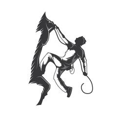 Fototapeta premium Person Rock Climbing Camping Icon 89