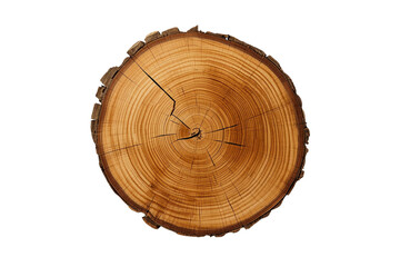 Fototapeta premium Wood log cross section showing tree rings, timber texture, and growth pattern indicating age, on transparent background
