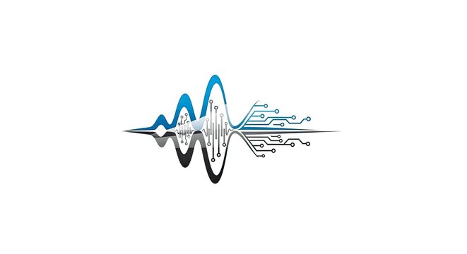 Digital Sound Wave Circuit Logo Icon Concept