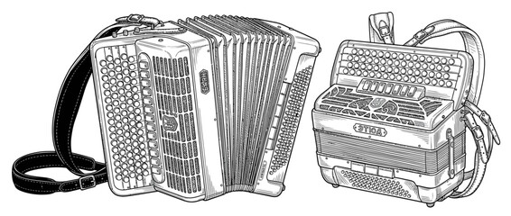 Vintage Accordions Illustration © happy