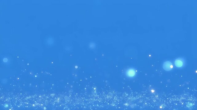 Gentle underwater particles drift in blue ocean current with soft light