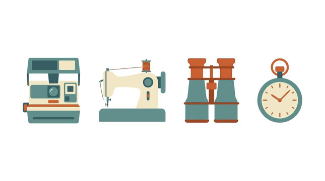 Vintage hobby equipment and classic travel accessories
