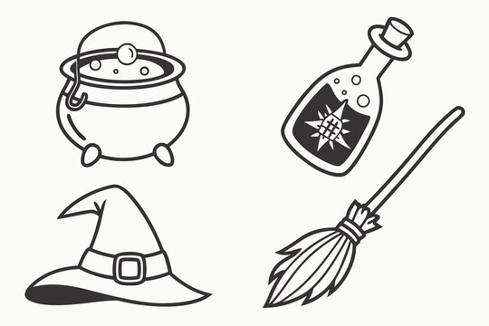 Set of magic items icons for fantasy games and stories
