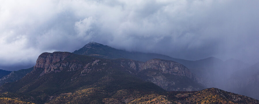Monsoon storm moving across southern Arizona's Huachuca Mountains