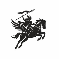 Obraz premium Winged Warrior Riding Horse.