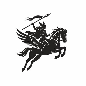 Winged Warrior Riding Horse.
