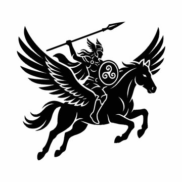 Winged Warrior Riding Pegasus.