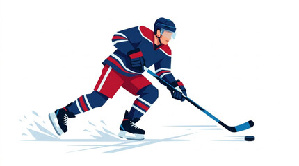 Obraz premium Dynamic Ice Hockey Player Vector Illustration