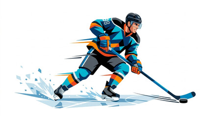 Obraz premium Dynamic Ice Hockey Player Vector Illustration