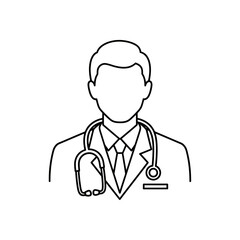 Fototapeta premium simple line drawing of a doctor with a stethoscope around his neck professional healthcare
