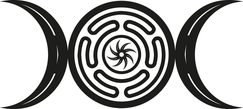 Hecate symbol - female symbol of the goddess of death and fertility in black on a transparent background, idea for a tattoo,png, 300dpi, tattoo, art.