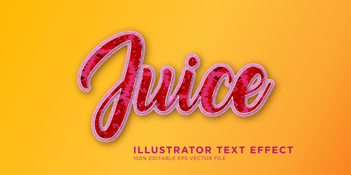 Juice text effect script lettering illustration with typography lettering creative marketing advertisement identity stylized refreshment beverage headline decorative
