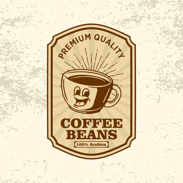 Vintage Coffee Cup Packaging Label Retro Vector