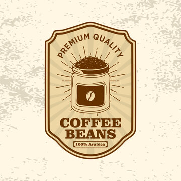 Ground Coffee Jar Packaging Label Retro Vector
