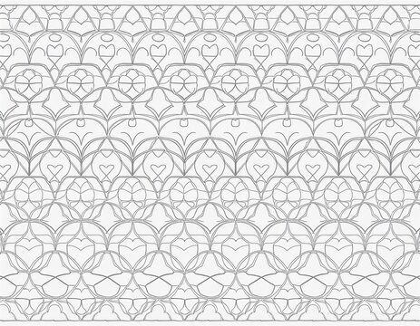 seamless grey quatrefoil line art geometric pattern on white background