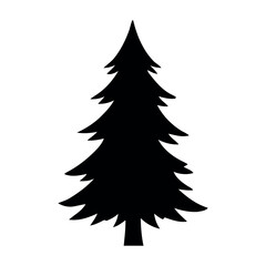 Obraz premium Black Pine Tree Silhouette Vector. Evergreen Conifer Outline. Forest Nature Icon. Minimalist Winter Pine Graphic. Holiday Design Element.