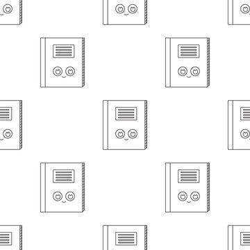 outline school notebook seamless pattern