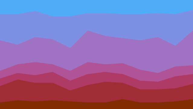 Abstract layered color background featuring undulating waves, creating a smooth gradient from tranquil blue to warm red, symbolizing dynamic flow and harmony