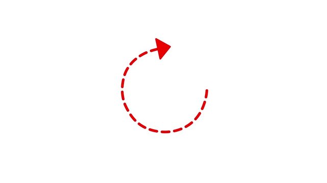 Red dotted path with arrow animation on a white background.