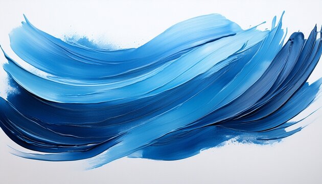 blue paint brush strokes in watercolor isolated against transparent