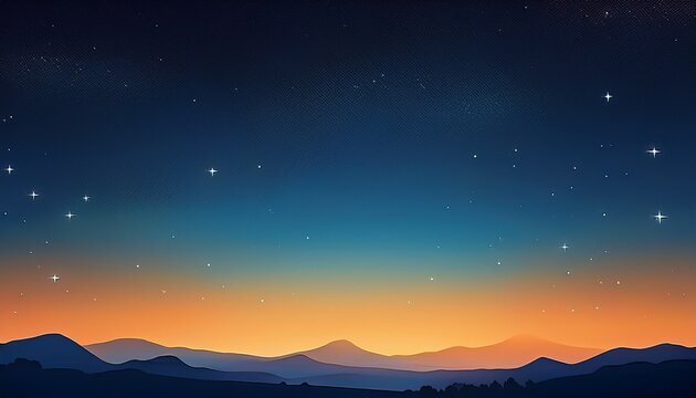 dark blue and orange gradient image showing the night sky with a few faint stars
