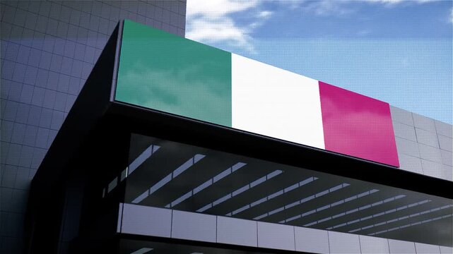 Italy Flag on Building with Sky in Background
