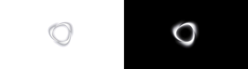 White glowing light ring forms a soft circular loop shape in PNG, Transparent and Black Background Versions for design projects © Crafter