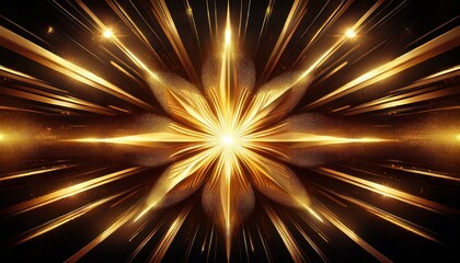 Obraz premium brilliant golden starburst on a black background radiating energy and light