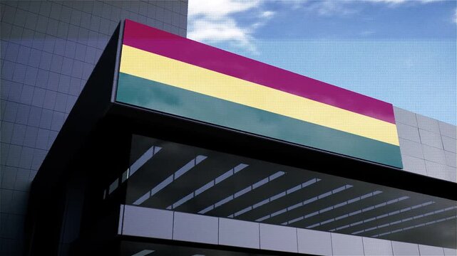 Bolivia Flag on Building with Sky in Background