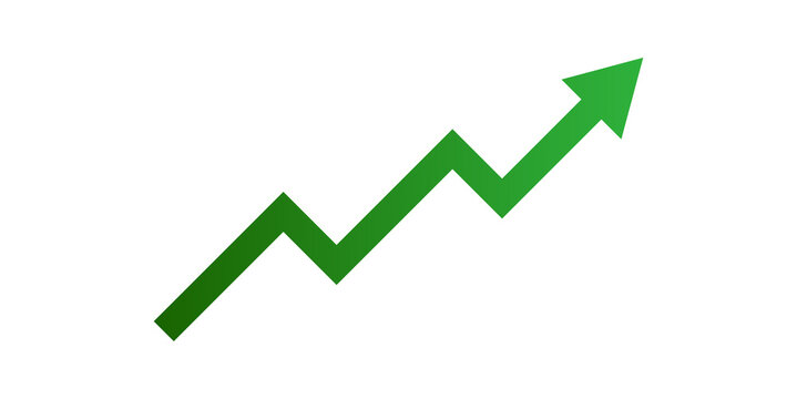 Green Growth Arrow Upward Trend Isolated On Transparent Background