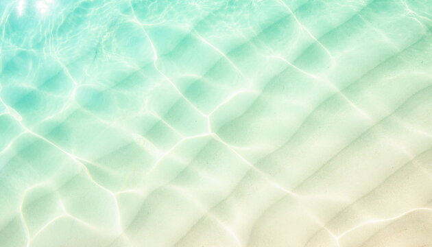 Shallow turquoise water with sand ripple patterns sandy bottom 浅瀬のターコイズブルーの海面と美しい砂底の波紋模様背景