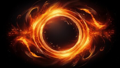 Obraz premium fiery orange circle on a black background creating a dynamic and vibrant visual effect